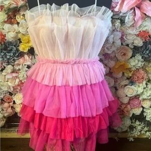 NWT Storia Pink Ombré Tulle Mini Dress